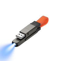 Cable Multifuncional Tipo-C con Cargador, Linterna, USB 2.0, Carga Súper Rápida de 240w, Cable de Datos 4 en 1