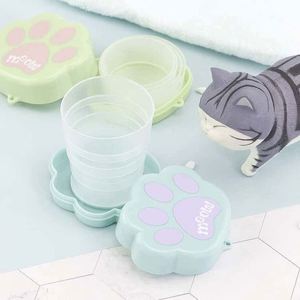 Cute Cat Paw Retractable Folding Cup for Travel Cartoon Leak-Proof Reusable - Product Image 4
