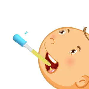 Jarum Suntik Makan Bayi Silikon, Cairan Penetes Obat Pemberi Makan dengan Kepala Dot Cocok untuk Bayi