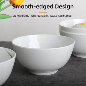 Bol à salade en mélamine incassable, blanc, en plastique, pour soupes et nouilles, vaisselle pour usage domestique et commercial - Product Image 3