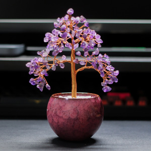 Citrine <b>Crystal</b> <b>Tree</b> Handmade Money <b>Tree</b> Ceramic Base Home Decoration Ornament - Product Image 2