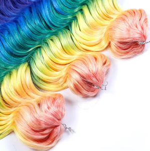Ombre arc-en-ciel 3X Cendrillon <span class=keywords><strong>Ocean</strong></span> Wave Extensions de cheveux 10-22 pouces synthétique Deep Twist Curly Crochet Tresses - Product Image 4