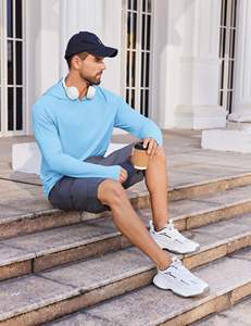 Camisas Rash Guard de manga regular con cuello redondo para hombre, camisas con capucha de protección solar de manga larga, camisas ligeras de pesca de secado rápido - Product Image 6