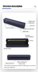 Stampante Termica Portatile USB BT Wireless A4, 2600mAh, Stampa Continua 1000 Fogli, per Documenti e Tatuaggi - Product Image 3