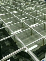 Sistema de Piso Elevado de Vidrio Transparente, Antiestático y Ajustable para Centros de Datos y Salas de Computación