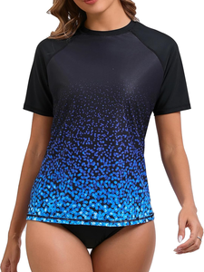 <b>Women</b> Rash Guard Short Sleeve Compression Tee Sublimation Print Quick Dry Martial Arts Gym <b>Swim</b> - Product Image 1