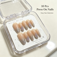 Vente en gros de faux ongles en ABS de haute qualité, style français, forme amande, avec colle, pour les doigts, à utiliser lors de banquets, de fêtes et de mariages