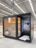 Mumu Home - Sauna infrarouge lointain intégré en bois massif de pruche, alimenté à l'énergie solaire, avec douche anti-UV et séparation sec/humide, pour usage hôtelier