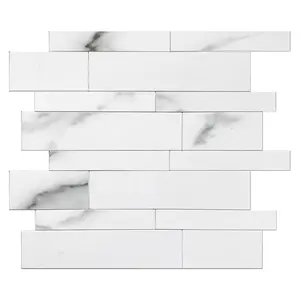 家用墙壁装饰白色大理石聚氯乙烯墙砖，用于厨房后挡板、浴室装饰、防水防油。