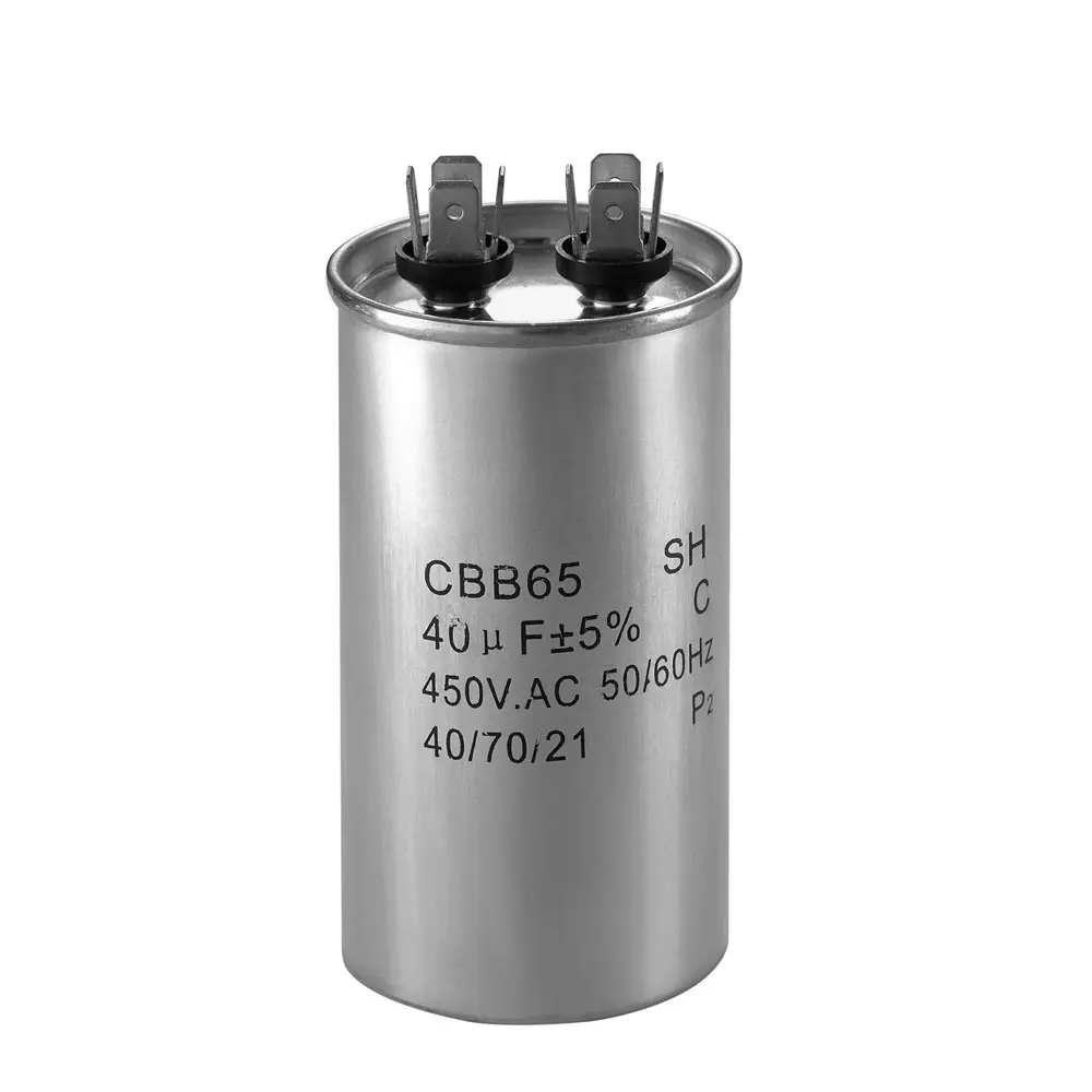 Cbb65 مكثف كهربي لمكيف الهواء 450v 50 فائق التوهج جولة مكثف مع 4 + 4 دبابيس