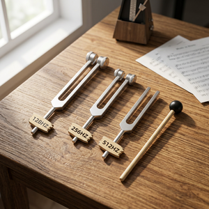 Ensemble de diapasons lestés pour la thérapie sonore 128Hz 256Hz 512Hz pour l'utilisation avec des instruments de musique - Product Image 1