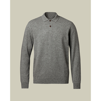 Kunden spezifisch gestrickter Herbst-Winter-Pullover mit Stick logo Pullover Woll mischung Kaschmir-Herren pullover Polo-Shirt mit offenem Kragen