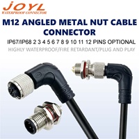 Connecteur de câble étanche à angle droit de 90 degrés JOYL M12, 5 broches IP67/IP68 110V 8A, adapté aux équipements d'automatisation industrielle