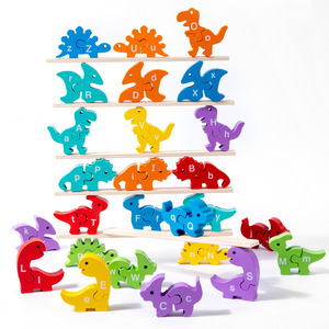 मोंटेसरी बच्चों के शैक्षिक खिलौना डायनासोर पैटर्न संख्या अक्षर खेल प्लास्टिक स्टैकिंग ब्लॉक संज्ञानात्मक को प्रोत्साहित करता है - Product Image 1