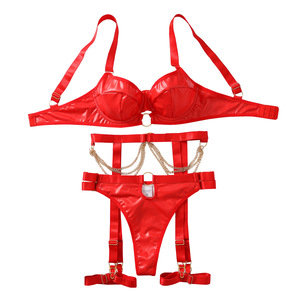 Set di Biancheria Intima Femminile Tentazione da Nightclub con Cinture e Cinghie Catena Metallica Lingerie <span class=keywords><strong>Sexy</strong></span> Set 4 Pezzi <span class=keywords><strong>Abbigliamento</strong></span> per Donne - Product Image 5