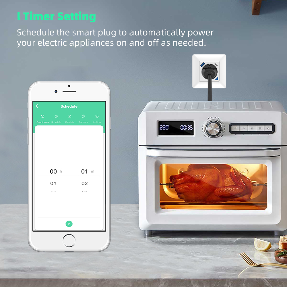 RSH WIFI Wireless Smart Electric 16A Outlet Socket Tuya 20W with USB Type C Wifi smart EU inwall wall socket plug