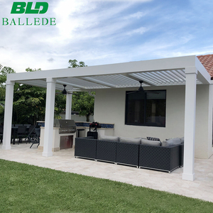 Pérgola Bioclimática de <span class=keywords><strong>Aluminio</strong></span> <span class=keywords><strong>con</strong></span> Rejillas, Montada en la Pared, de 9 x 3 m, Motorizada, Resistente a la Lluvia, para Exteriores, Gazebo Metálico para Patio y <span class=keywords><strong>Terraza</strong></span> - Product Image 2