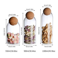Bocaux en verre borosilicate de haute qualité avec couvercle en liège sphérique, récipient de stockage hermétique en verre 500 ml, boîte à thé, café, sucre