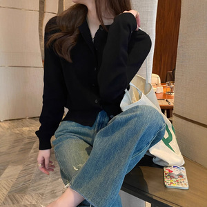 Cárdigan de punto para mujer, manga larga, color amarillo mostaza, ropa de abrigo para otoño e invierno, suéter de estilo informal japonés y coreano, talla única - Product Image 2