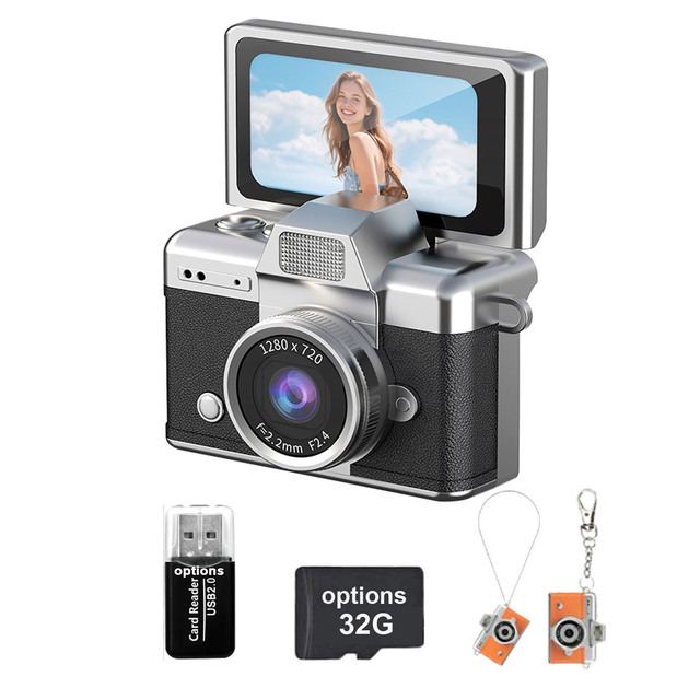 ManufactureTiny Flip Screen 1.47" Camera 720P Video 200mAh Battery for Daily Adventures Keychain Thumb Camera Fits Any Pocket