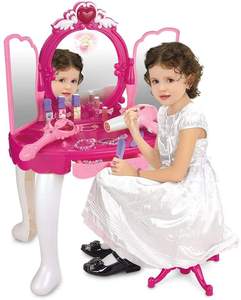 Kids Pretend Play Beauty Makeup <strong>Vanity</strong> <strong>Table</strong> Set with Infrared Sensing Magic Door Lights Music Mirror Stool Girls Gift - Product Image 6