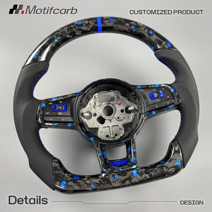 Volante de fibra de carbono forjado azul personalizado para Volkswagen MK7 Golf R GTI Scirocco Jetta 2015-2019, mejora del interior. - Product Image 3