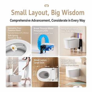 Smart Auto <span class=keywords><strong>Inodoro</strong></span> inteligente Colgado en la pared Diseño alargado Control remoto inteligente Calefacción Sin presión de agua Características <span class=keywords><strong>Inodoro</strong></span> WC inteligente - Product Image 4