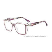 Lunettes de vue carrées œil de chat ultra-légères et durables pour femmes, montures de lunettes de prescription confortables et tendance en matériau mixte TR Acétate