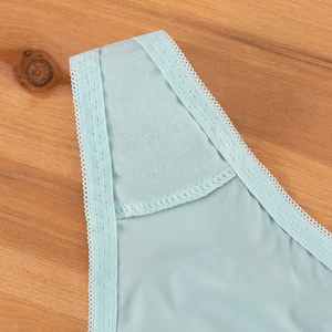 กางเกงในลูกไม้ผ้าซาตินสีพื้นสำหรับผู้หญิง ขายส่ง พร้อมโบว์ผูกเอวต่ำ ตกแต่งด้วยผ้าลูกไม้ ระบายอากาศได้ดี รับผลิตแบบ OEM ODM - Product Image 6