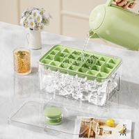 Bac à glaçons en silicone de type presse avec boîte de rangement, empilable et étanche, pour la fabrication de boissons et de whisky à la maison ou au bar
