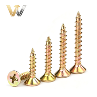Hot Selling High Quality Flat Double Head Screws Fasteners Wooden Countersunk Yellow Zinc Plated Chipboard Screw