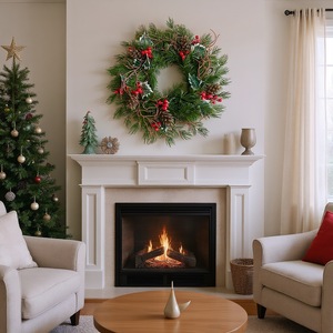 34cm Plastic Artificial Christmas <b>Wreath</b> Door Decoration Christmas Style Factory Wholesale - Product Image 5