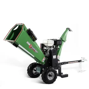 Towable Chip Kapasitas 120 Mm 15hp Gas Kekuatan Garden Shredder Chipper Kayu untuk Menggunakan Taman