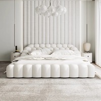 Cama Moderna y Sencilla con Tapizado de Burbujas, Tela de Lana de Cordero, Plataforma Baja, Cama Baja, Muebles de Dormitorio en Varios Tamaños