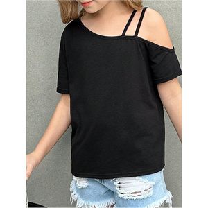 เสื้อยืดแขนสั้นสำหรับเด็กผู้หญิง ทรงหลวม ใส่สบายสำหรับฤดูร้อน สไตล์เก๋ไก๋ - Product Image 3