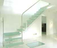 Marches d'escaliers en verre trempé, 100 pièces, flottantes, avec balustrade en verre trempé