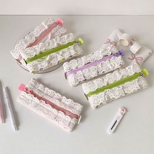Simple Cosmetic Storage Bags Student Women School Office Makeup Lace Pencil <b>Case</b> Pouch - Product Image 2