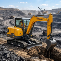 Mini-chargeuse-pelleteuse hydraulique SH60 de 6 tonnes avec accessoires prêts à l'emploi pour le creusement de fossés en verger et les travaux de démolition, certifiée CE