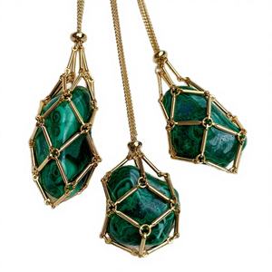 Collier personnalisé en argent plaqué avec perles de cristal et chaîne à maillons, style punk pour enfants, avec pendentif et sac en filet - Product Image 2