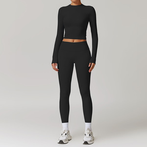 Chất Lượng Cao Chải Activewear Thể Thao Dài Tay Áo Top Tập Thể Dục Phòng Tập Thể Dục Thiết Lập Nhanh Chóng Khô Xà Cạp Cộng Với Kích Thước Tập Thể Dục Yoga Bộ Cho Phụ Nữ - Product Image 2