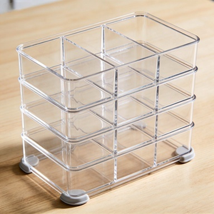 منظم تخزين مستطيل الشكل متعدد الوظائف للمنزل والمكتب، قابل للتكديس ومحمول، مصنوع من البلاستيك مع بطاقات مغناطيسية على الطراز الأمريكي - Product Image 5