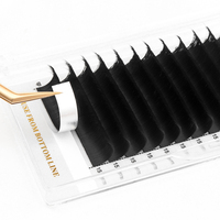 Pestañas Individuales Mate Extensión de Pestañas Volumen Cashmere Bandeja de Pestañas Extensiones de Abanico Fácil Volumen Ruso