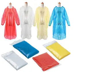 China's Fashionable PE Raincoats Promotional Girls' Rain Coat with Buttons Front Mini Package for Adults for Rainy Weather