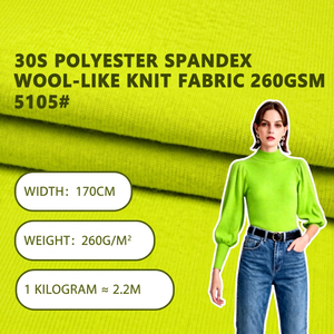 30S Polyester Spandex Knit Fabric <b>Wool</b> Like 260GSM Ribbed Knitted Textile for <b>Dress</b> T Shirt Underwear - Product Image 2