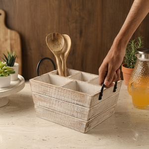 Humran Export Porte-cuillère en bois rustique Organisateur de cadeaux de pendaison de crémaillère pour cuillères Fabriqué à la main avec une texture naturelle - Product Image 2