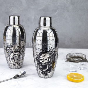 Độc đáo đầu sọ thiên thần trộn Martini lắc thanh rượu Whisky bartender thép không gỉ phong cách người anh khắc Cocktail <span class=keywords><strong>Shaker</strong></span> - Product Image 4