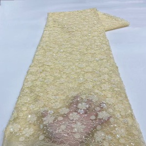 <strong>Heavy</strong> Industry Bead Tube Sequin Embroidery Mesh <strong>Lace</strong> <strong>Fabric</strong> Wedding Dress High-end Clothing <strong>Fabric</strong> Beads <strong>Lace</strong> - Product Image 5
