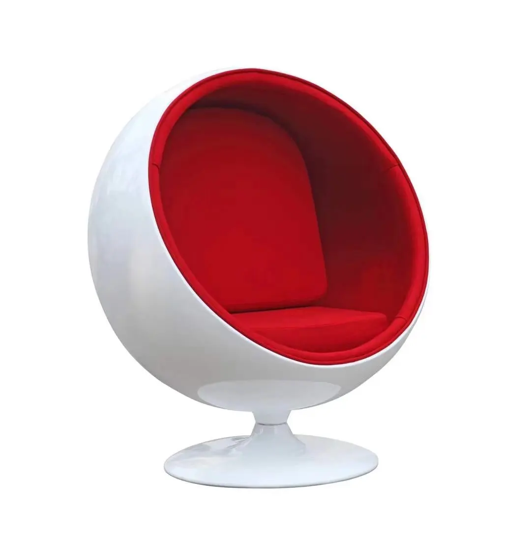 Mid century Scandinavian icon arnio design living room furniture salon revolving fiberglass red velvet sitting lounge ball chair