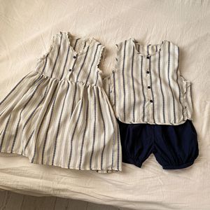 All'ingrosso 2025 estate a righe senza maniche da ragazzo vestito da ragazze vestiti fratello e sorella - Product Image 2