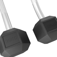 Vente en gros de barres de musculation professionnelles hexagonales fixes en caoutchouc pour salle de sport